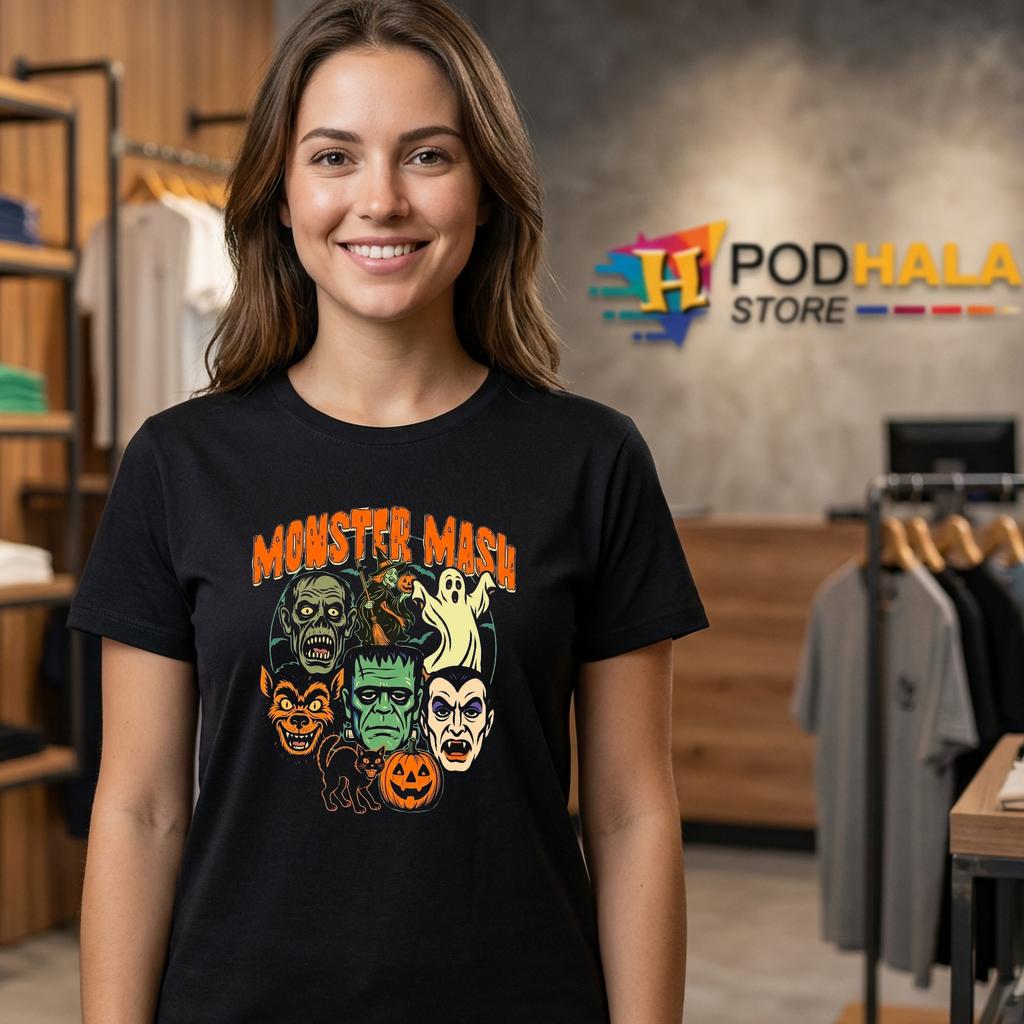 Monster Mash Ghost Vampire Halloween T-Shirt Funny Witchy Outfit Top