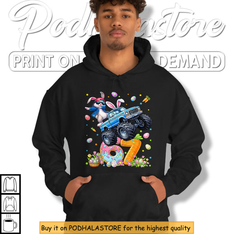 Monster Truck Dabbing Rabbit Gift Funny Easter Shirts Boys Graphic Tee
