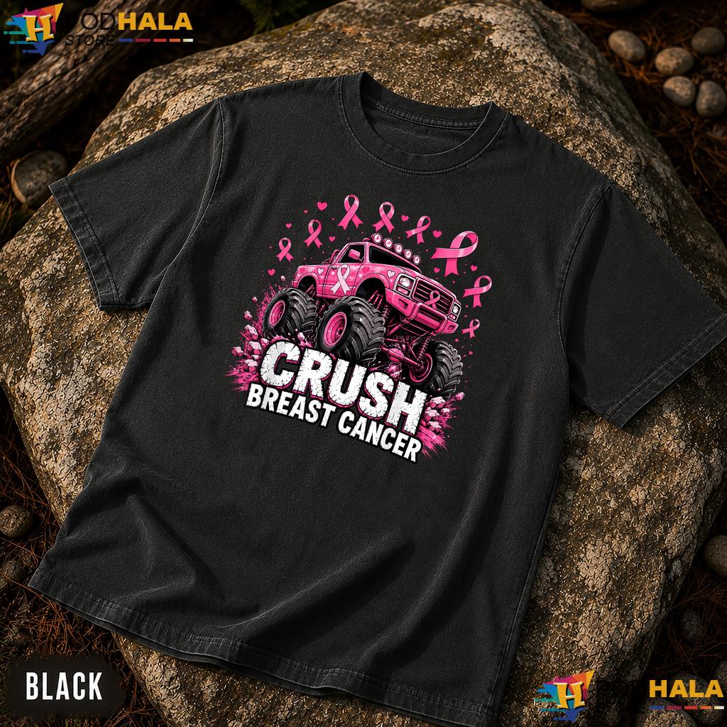 Monster Truck Toddler Boy Comfort Colors Shirt Crush Breast Cancer