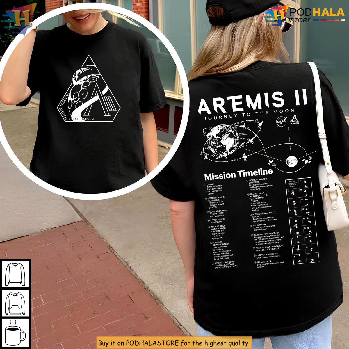 Moon Mission Timeline Comfort Colors Shirt Artemis II Space Graphic