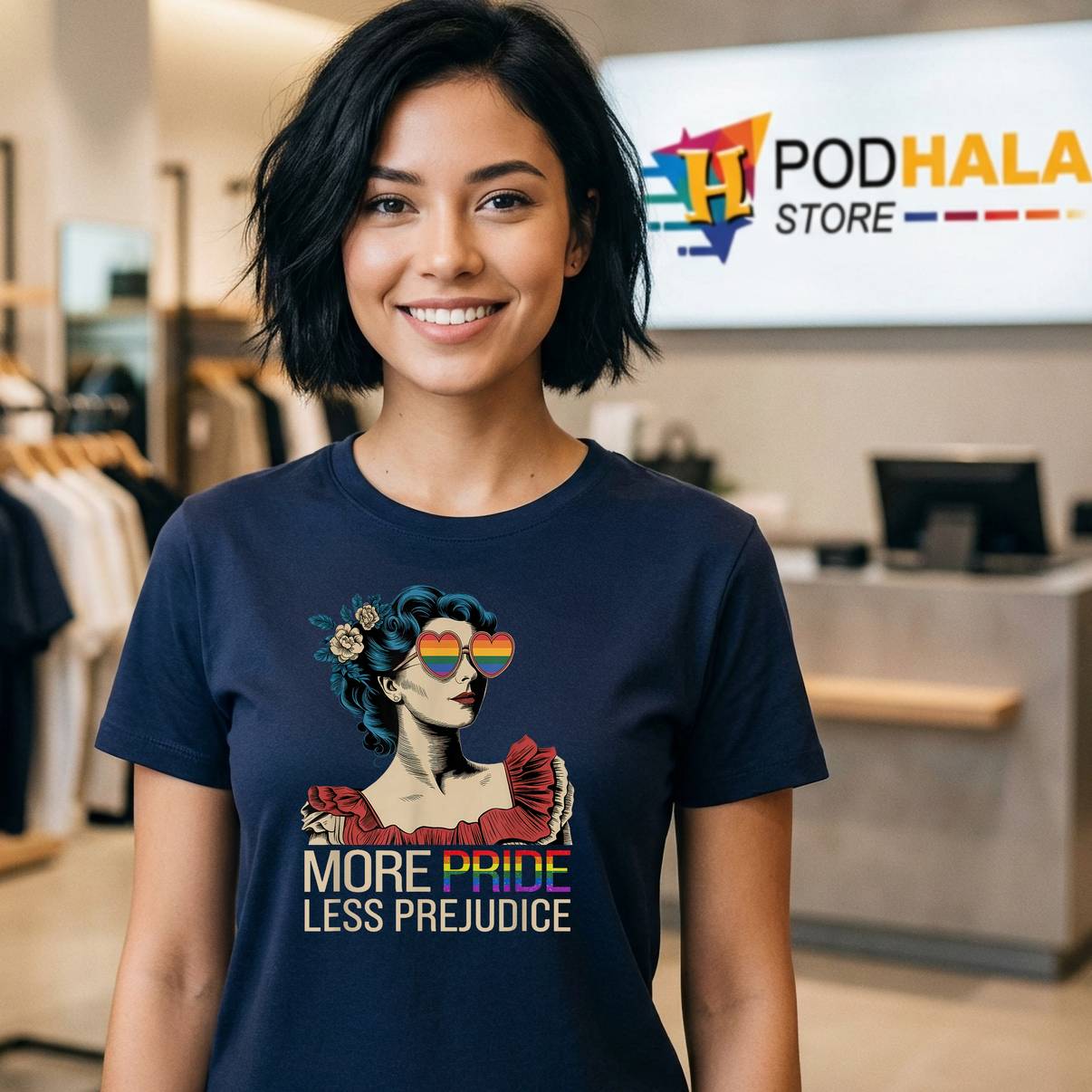More Pride Less Prejudice LGBT Shirt Pride Month Graphic Apparel Mens