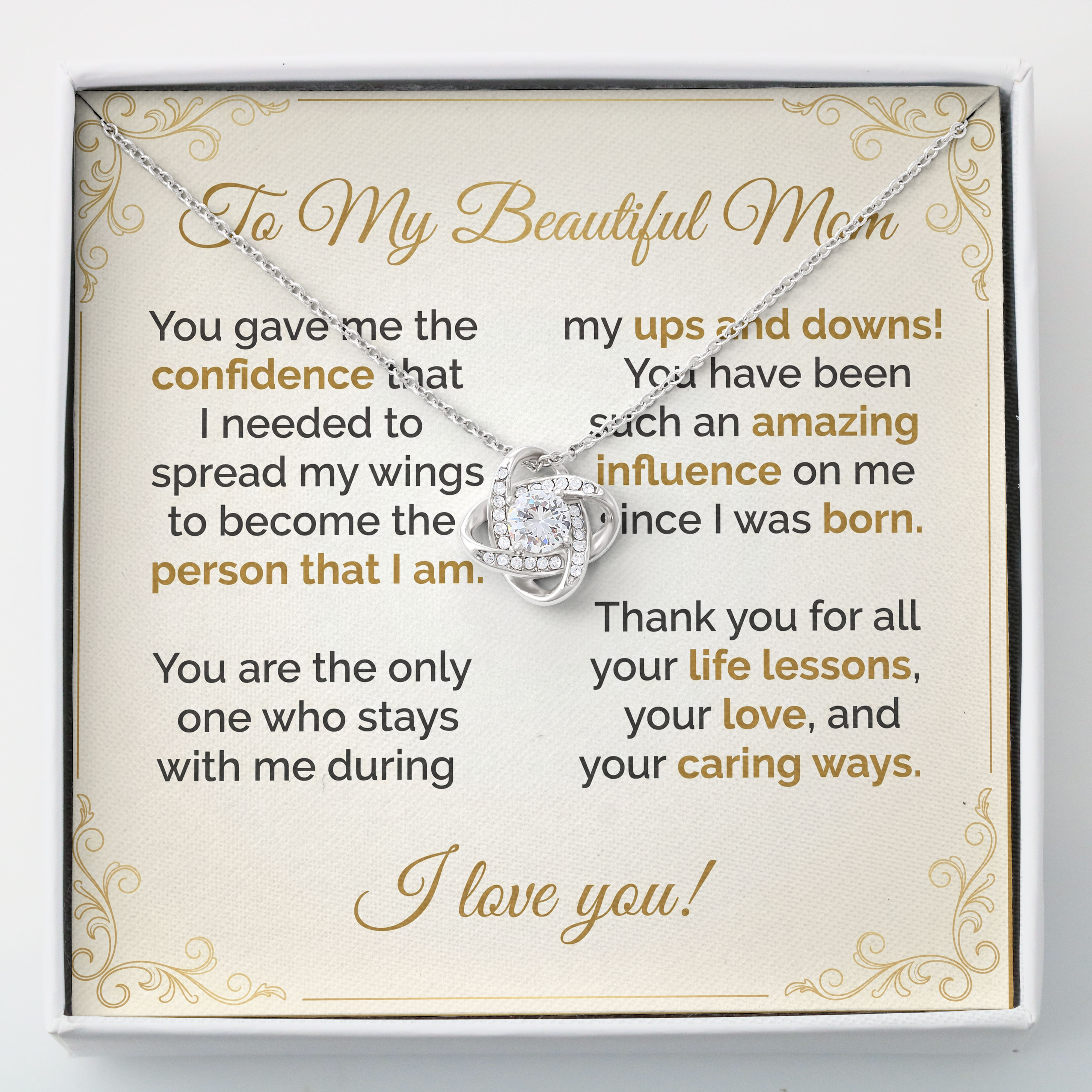 Mothers Day 2026 Gift For Mom - Amazing Influence Message Card Necklace