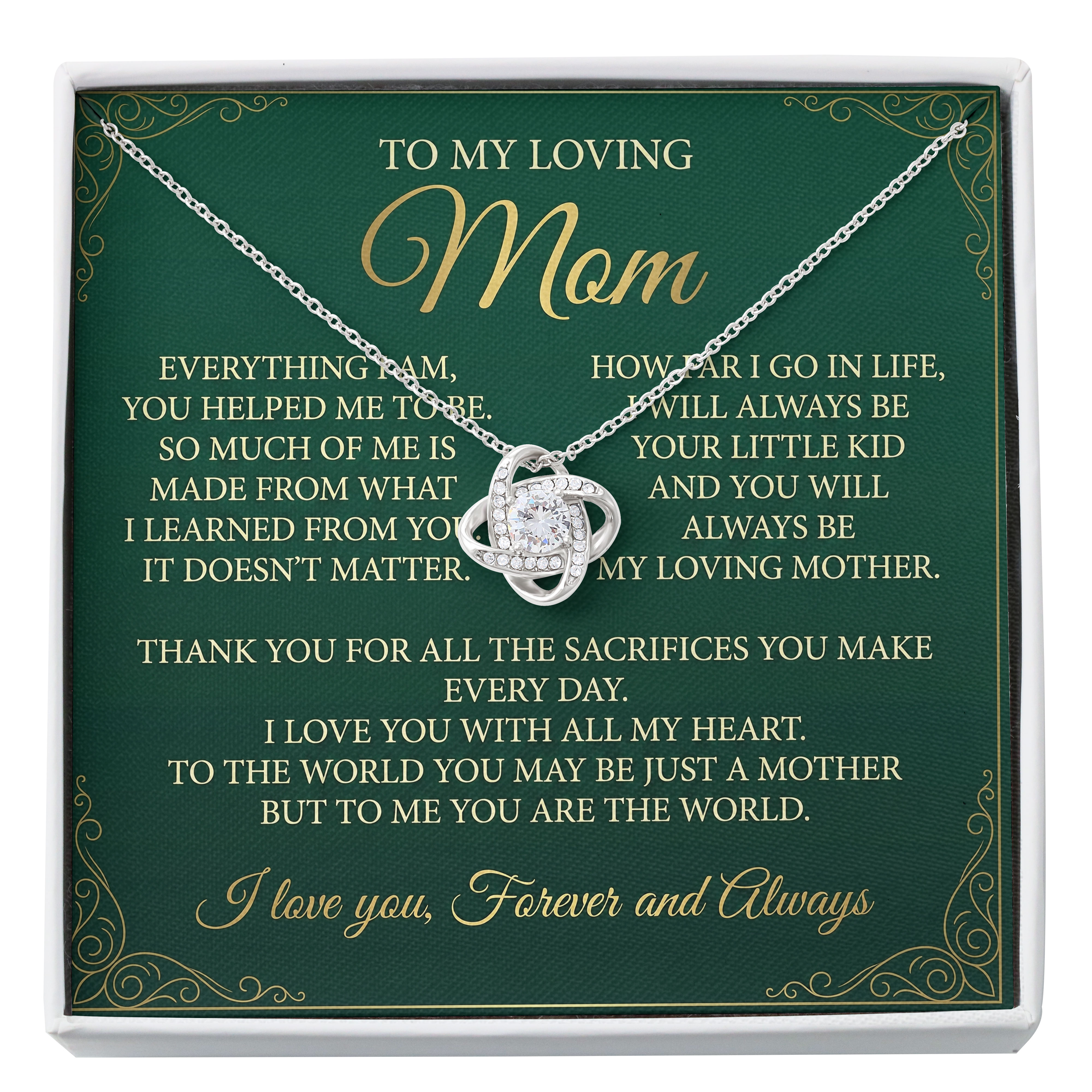 Mothers Day 2026 Gift For Mom - Forever And Always Message Card Necklace