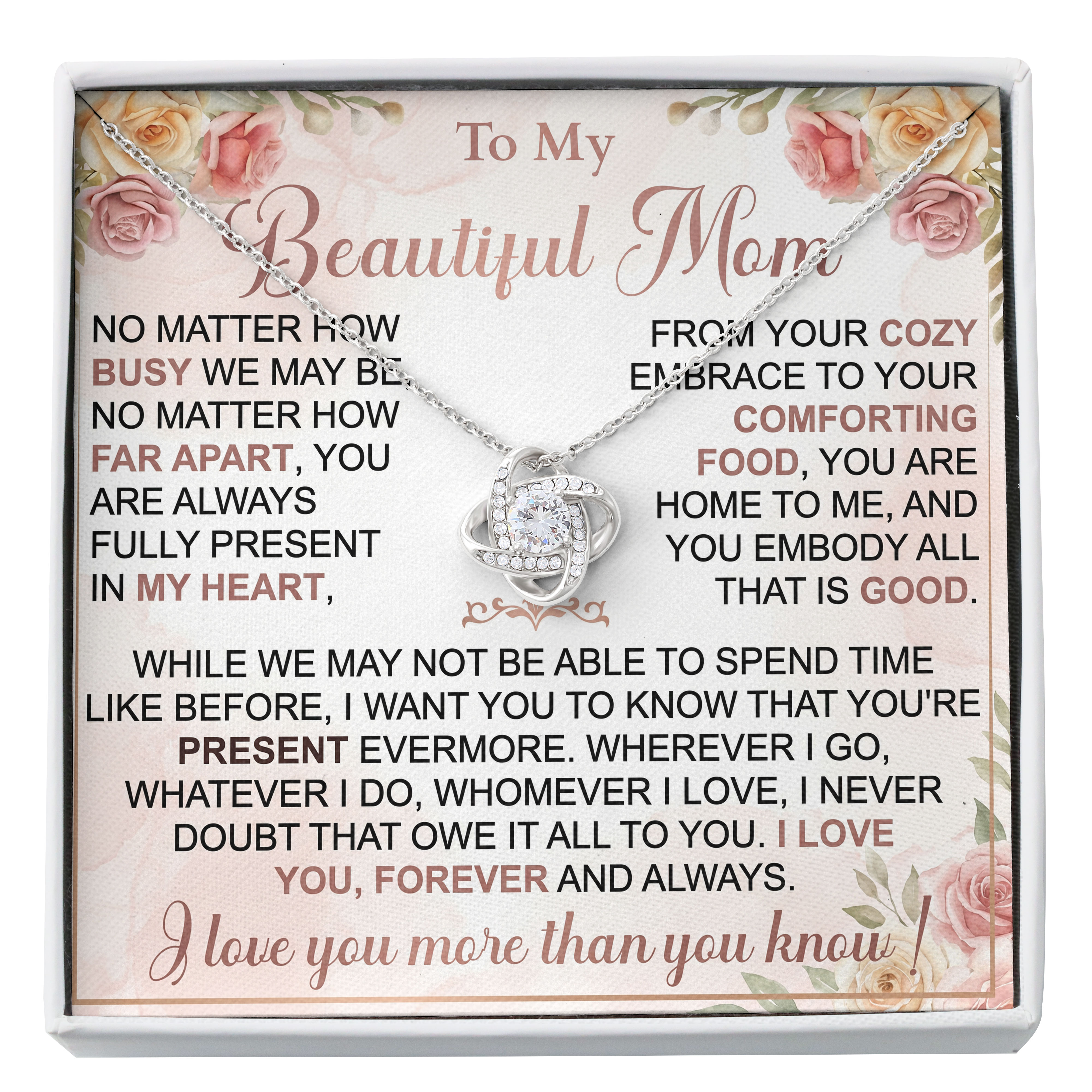 Mothers Day 2026 Gift For Mom - Gentle Embrace Message Card Necklace - View 1 Mothers Day 2026 Gift For Mom - Gentle Embrace Message Card Necklace - View 1