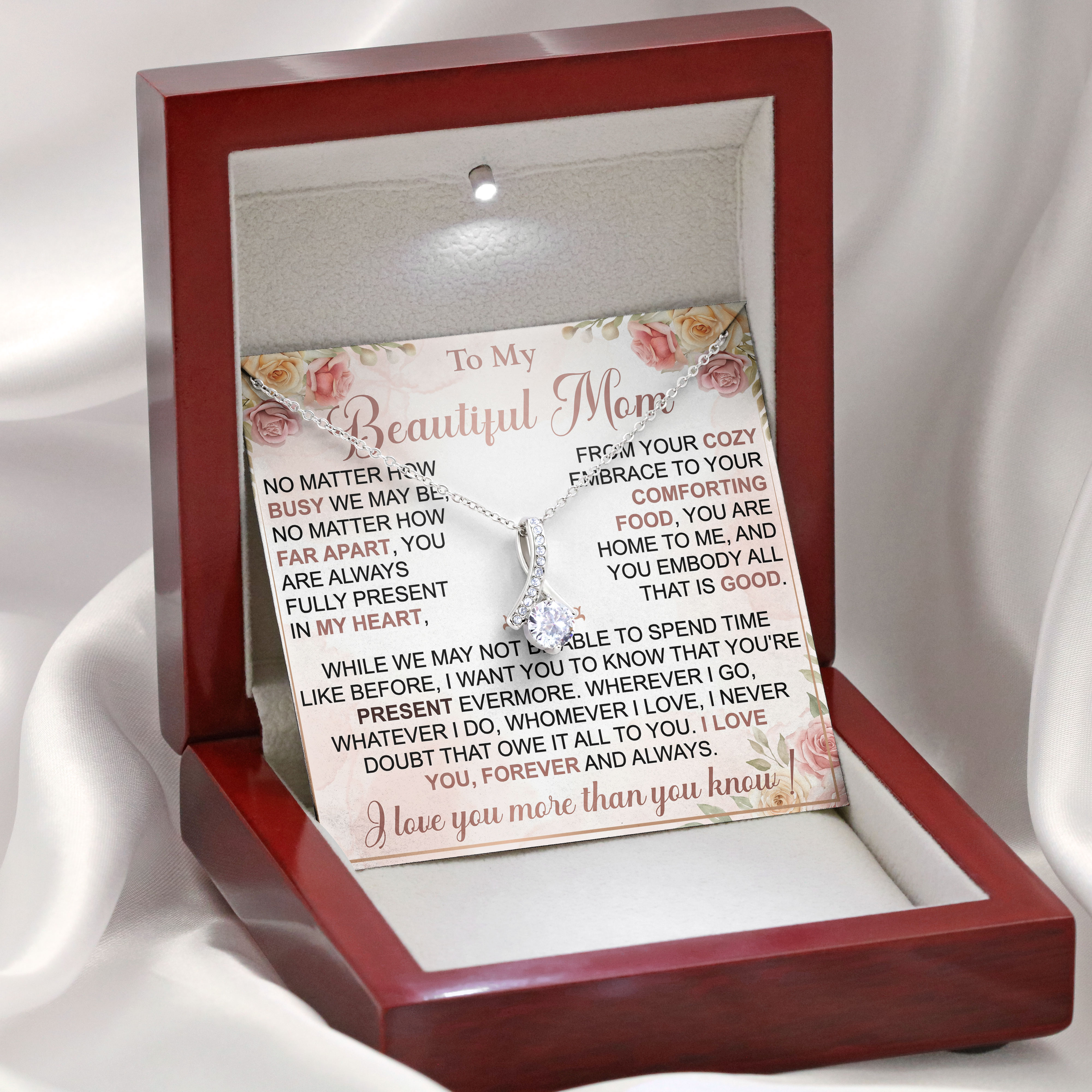 Mothers Day 2026 Gift For Mom - Gentle Embrace Message Card Necklace - View 2 Mothers Day 2026 Gift For Mom - Gentle Embrace Message Card Necklace - View 2