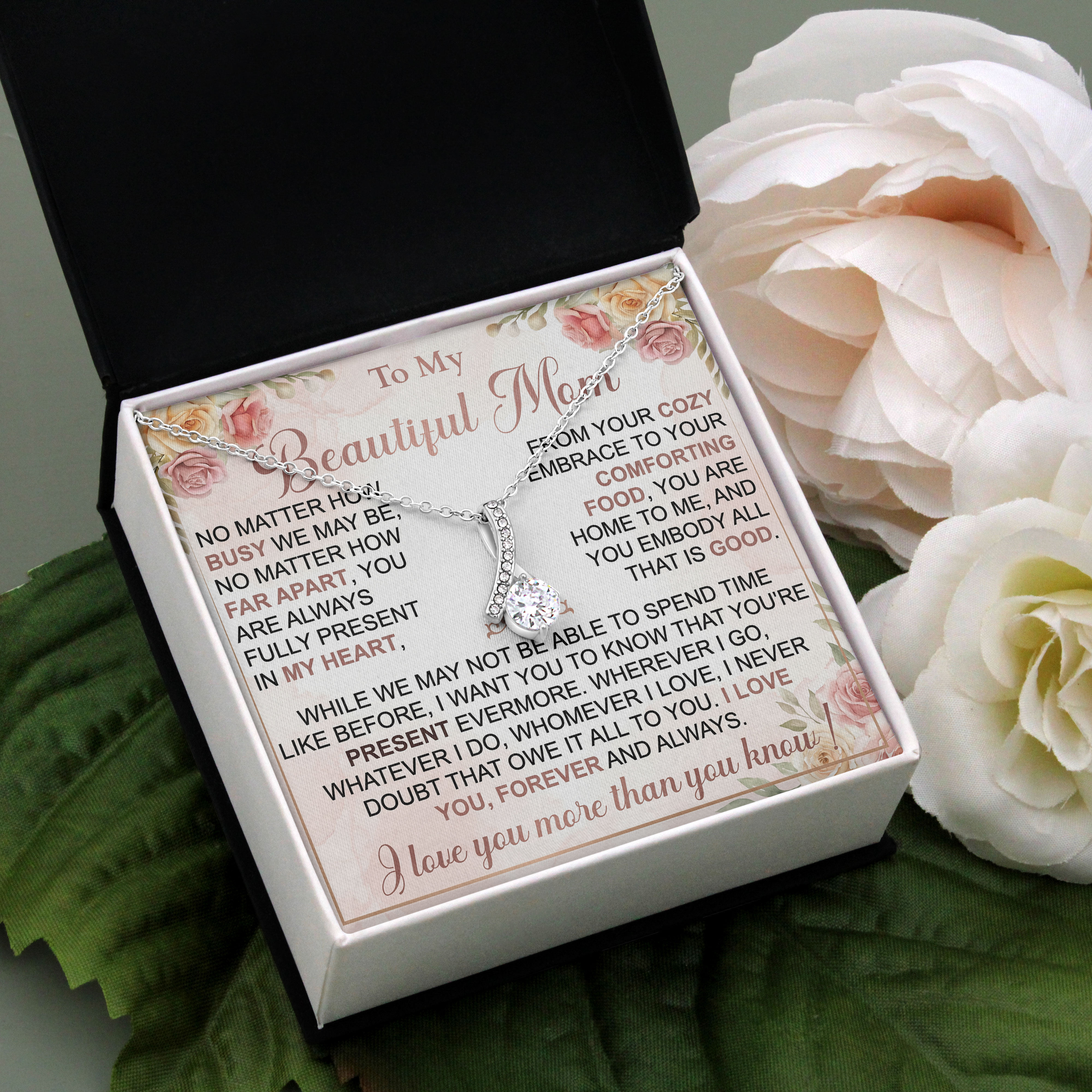 Mothers Day 2026 Gift For Mom - Gentle Embrace Message Card Necklace - View 3 Mothers Day 2026 Gift For Mom - Gentle Embrace Message Card Necklace - View 3