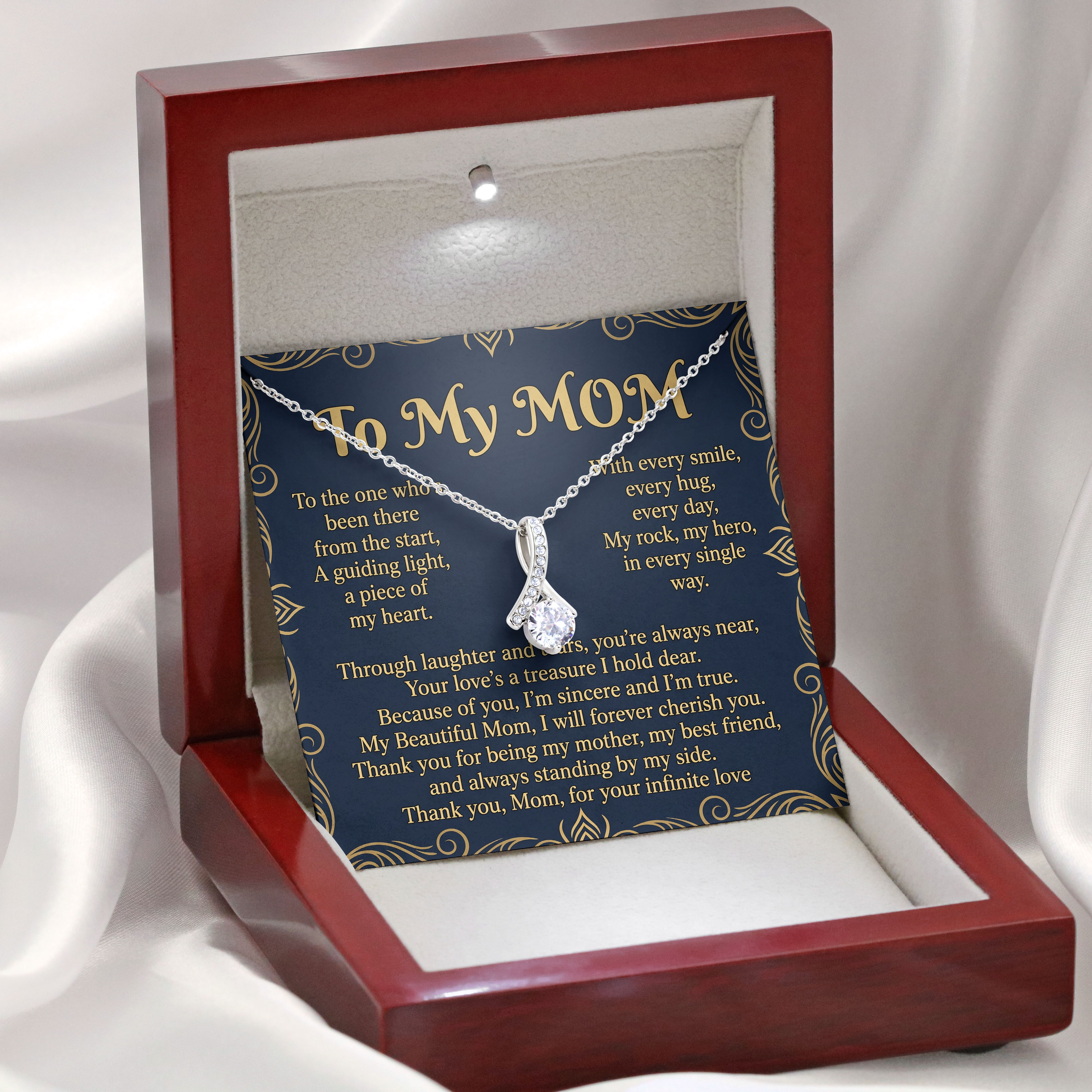 Mothers Day 2026 Gift For Mom - Guiding Light Message Card Necklace