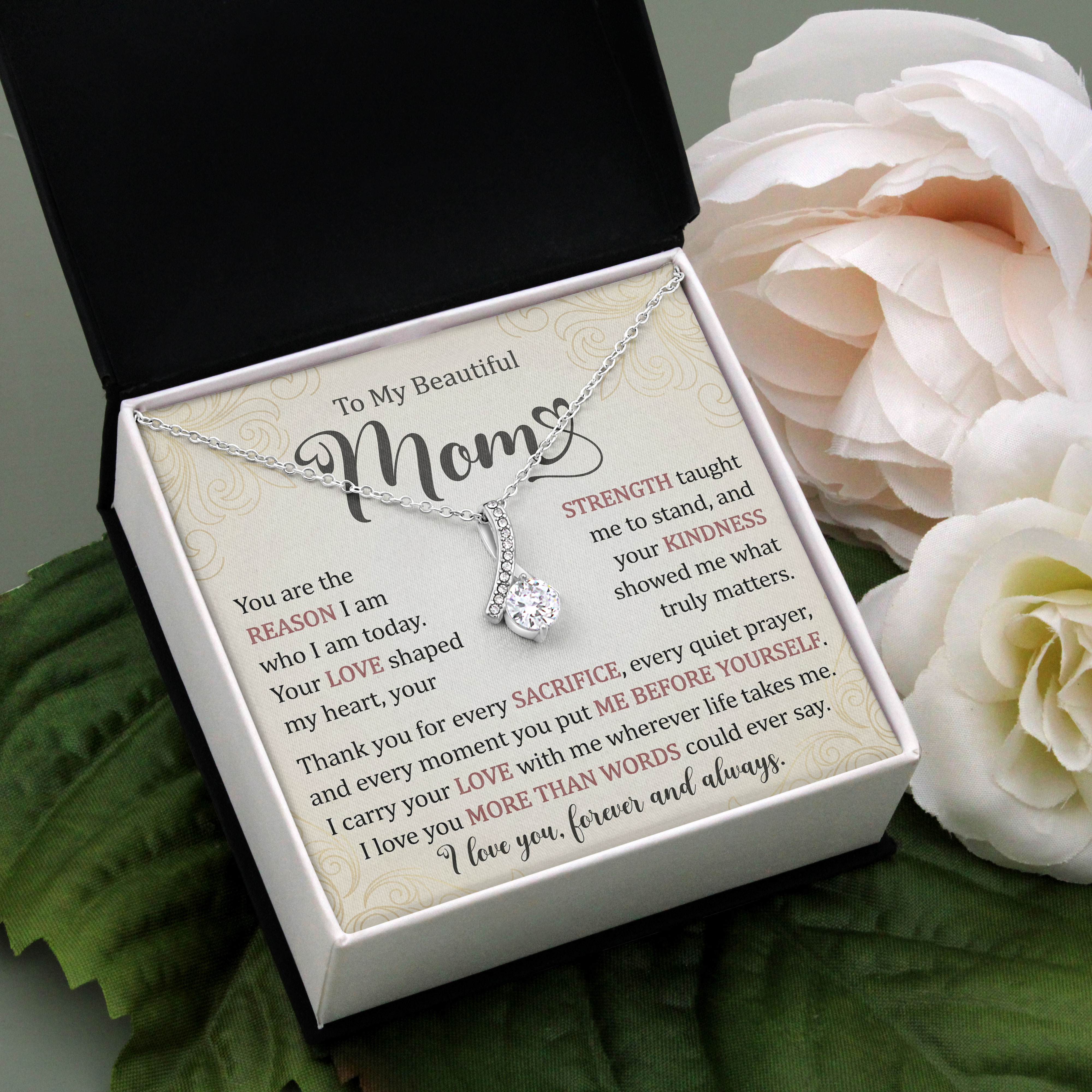 Mothers Day 2026 Gift For Mom - More Than Words Message Card Necklace