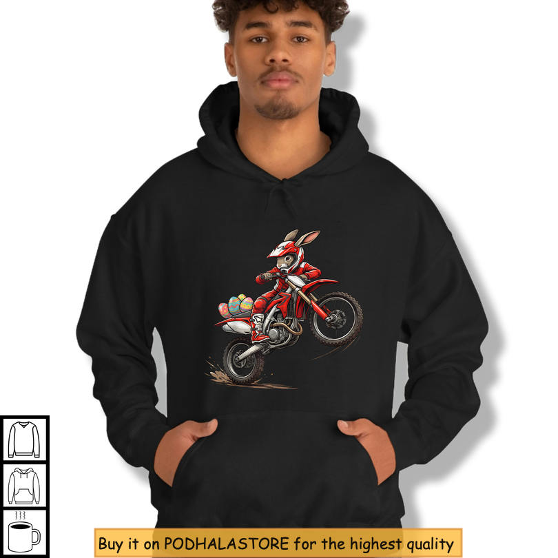 Motocross Bunny Rider Graphic Funny Easter Shirts Dirt Bike Easter Gift