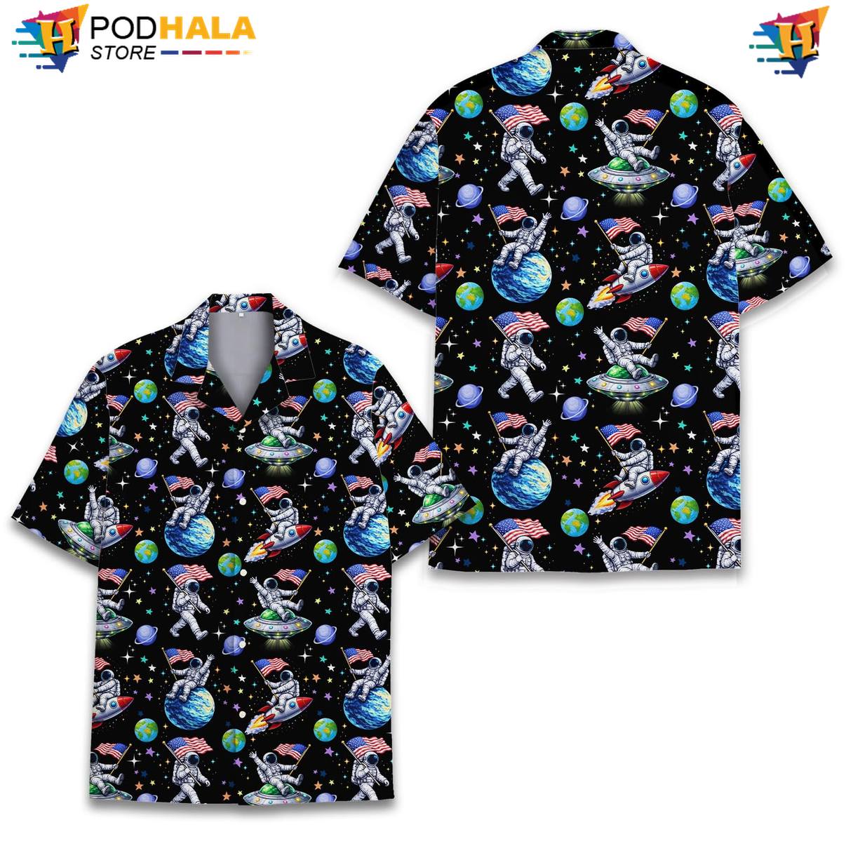 Multicolor Astronaut Short-sleeve button-up shirt Mens Short Sleeve Casual Beachwear Top Multicolor Astronaut Short-sleeve button-up shirt Mens Short Sleeve Casual Beachwear Top