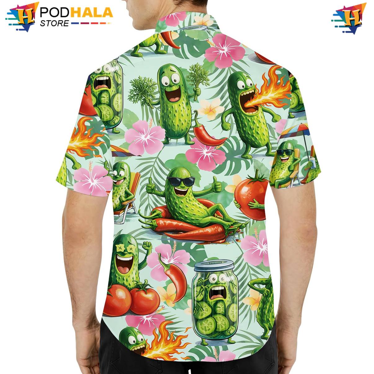 Multicolor Cucumber Tropical Shirt Mens Short Sleeve Casual Beachwear Outfit Multicolor Cucumber Tropical Shirt Mens Short Sleeve Casual Beachwear Outfit