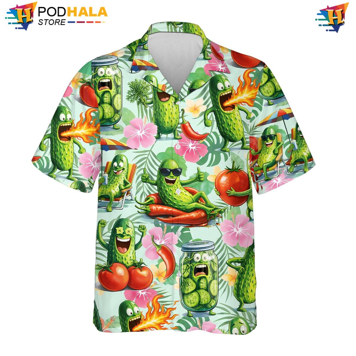 Multicolor Cucumber Tropical Shirt Mens Short Sleeve Casual Beachwear Outfit Multicolor Cucumber Tropical Shirt Mens Short Sleeve Casual Beachwear Outfit