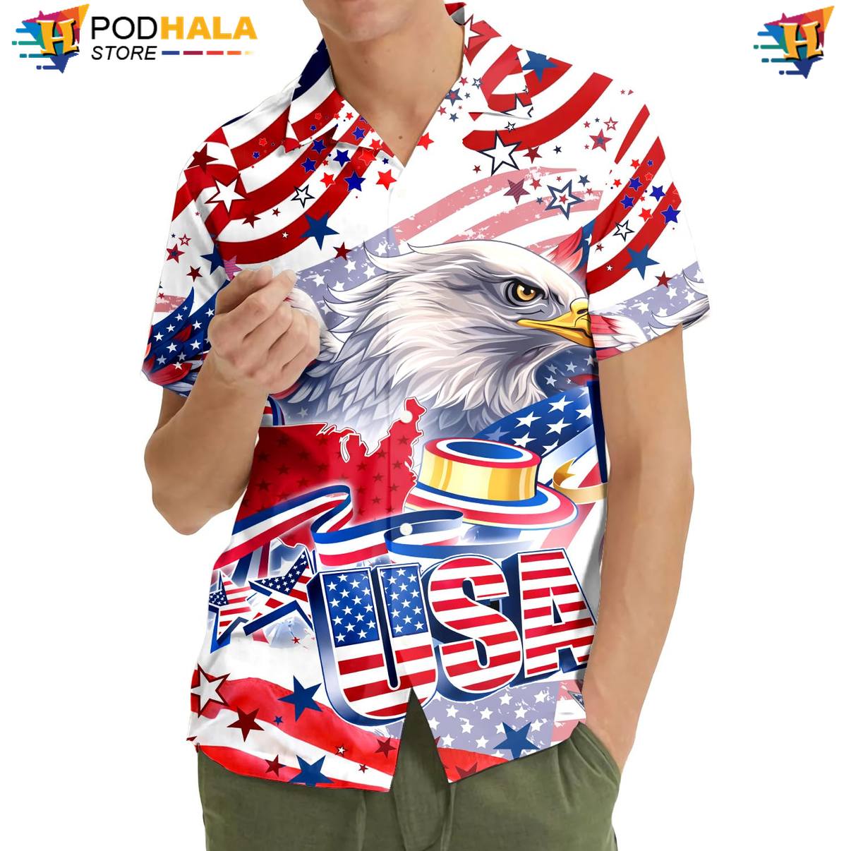 Multicolor Eagle Tropical Shirt Mens Short Sleeve Casual Summer Beachwear Multicolor Eagle Tropical Shirt Mens Short Sleeve Casual Summer Beachwear