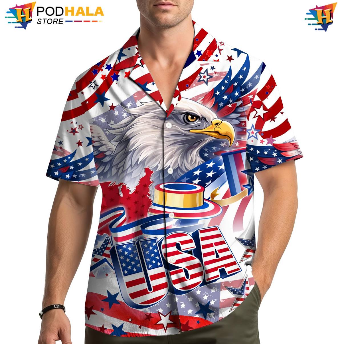 Multicolor Eagle Tropical Shirt Mens Short Sleeve Casual Summer Beachwear Multicolor Eagle Tropical Shirt Mens Short Sleeve Casual Summer Beachwear