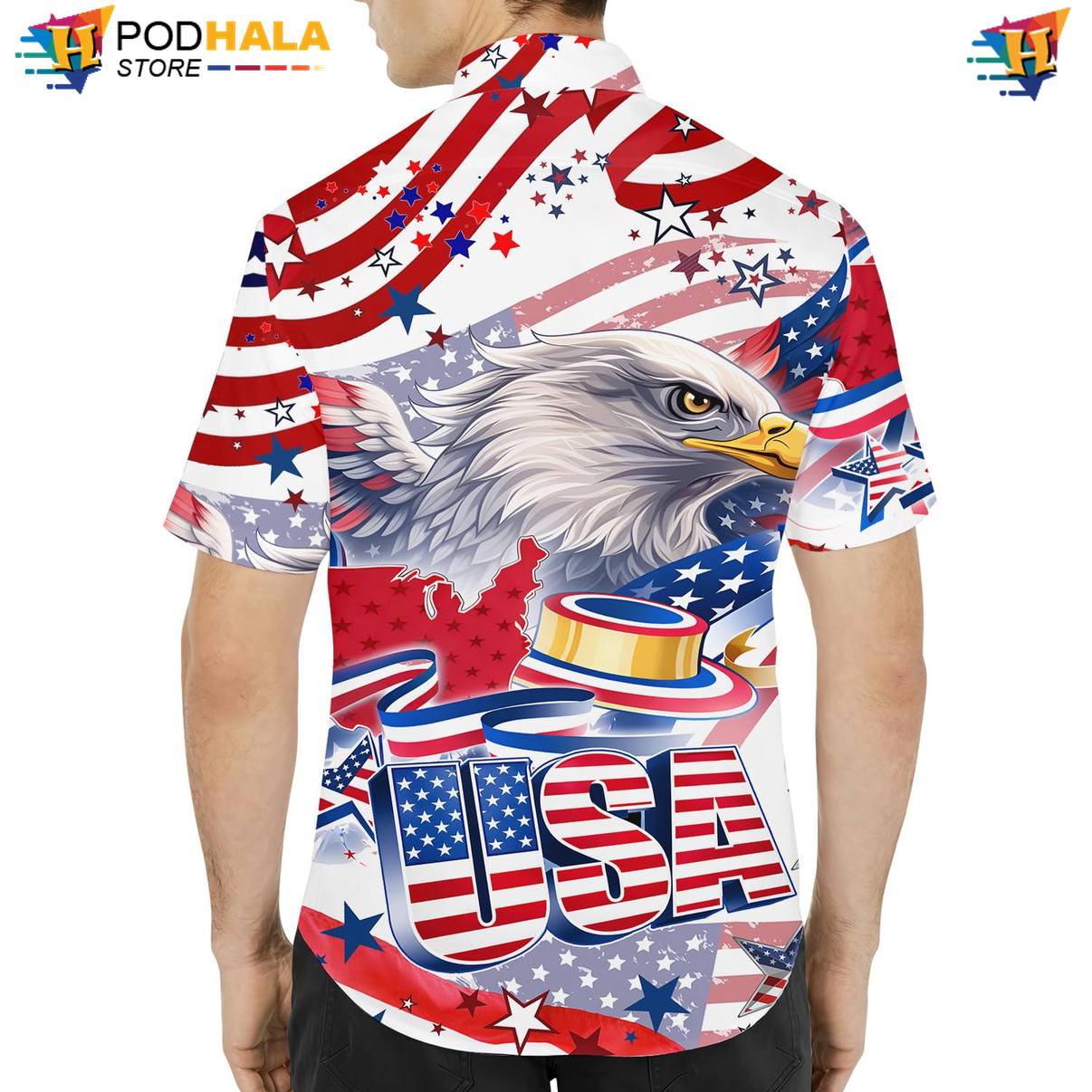 Multicolor Eagle Short-sleeve button-up shirt Mens Short Sleeve Casual Summer Beachwear Multicolor Eagle Short-sleeve button-up shirt Mens Short Sleeve Casual Summer Beachwear