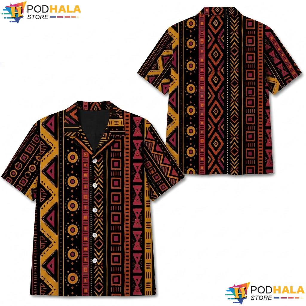 Multicolor Geometric Hawaiian Shirt Bold Printed Casual Summer Apparel