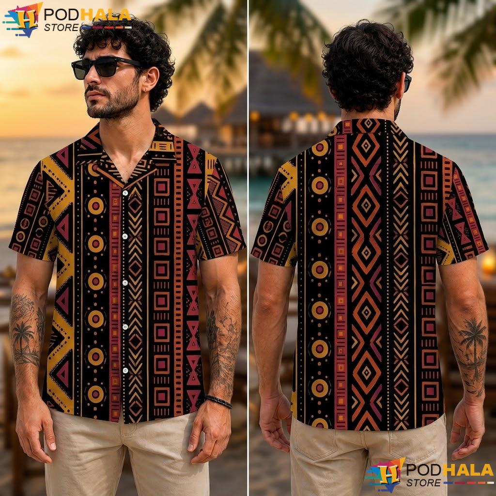 Multicolor Geometric Aloha Shirt Bold Printed Casual Summer Apparel Multicolor Geometric Aloha Shirt Bold Printed Casual Summer Apparel