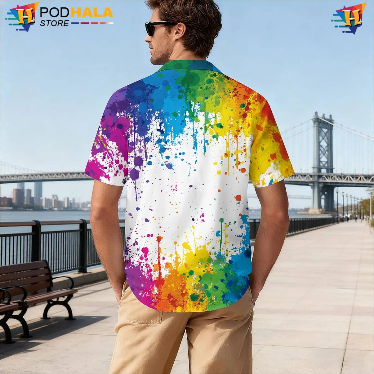 Multicolor Graphic Short-sleeve button-up shirt Mens Novelty Luau Party Button Down Outfit Multicolor Graphic Short-sleeve button-up shirt Mens Novelty Luau Party Button Down Outfit