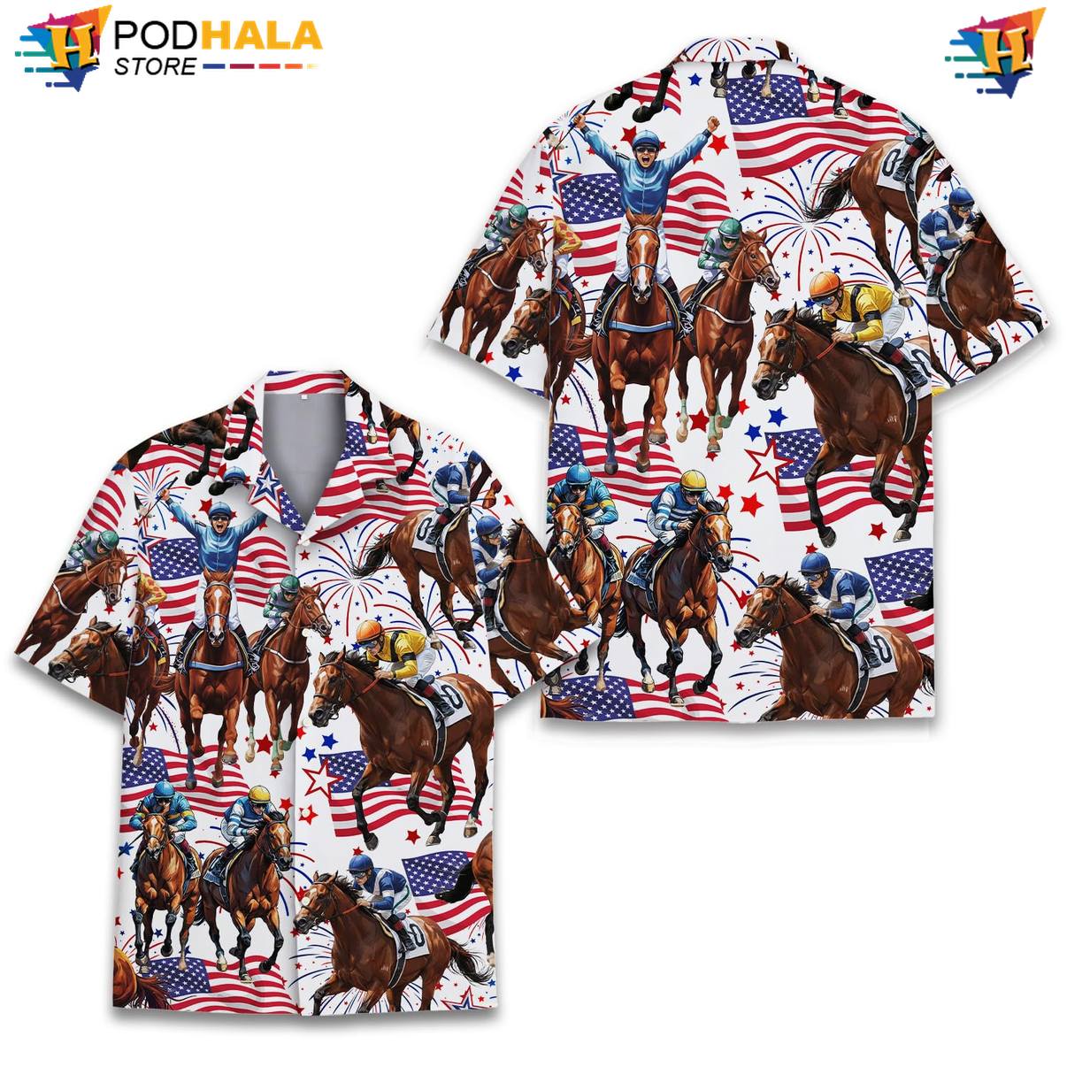 Multicolor Horse Tropical Shirt Mens Short Sleeve Casual Beachwear Top Multicolor Horse Tropical Shirt Mens Short Sleeve Casual Beachwear Top