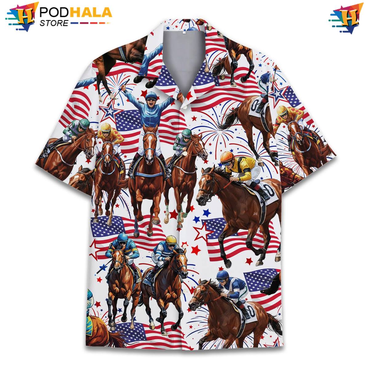 Multicolor Horse Short-sleeve button-up shirt Mens Short Sleeve Casual Beachwear Top Multicolor Horse Short-sleeve button-up shirt Mens Short Sleeve Casual Beachwear Top