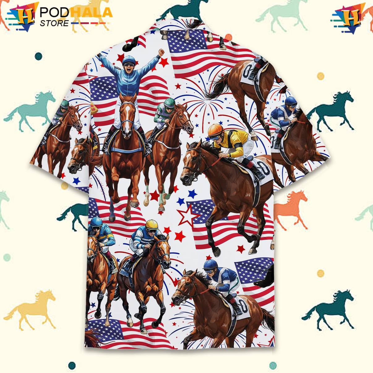 Multicolor Horse Aloha Shirt Mens Short Sleeve Casual Beachwear Top Multicolor Horse Aloha Shirt Mens Short Sleeve Casual Beachwear Top