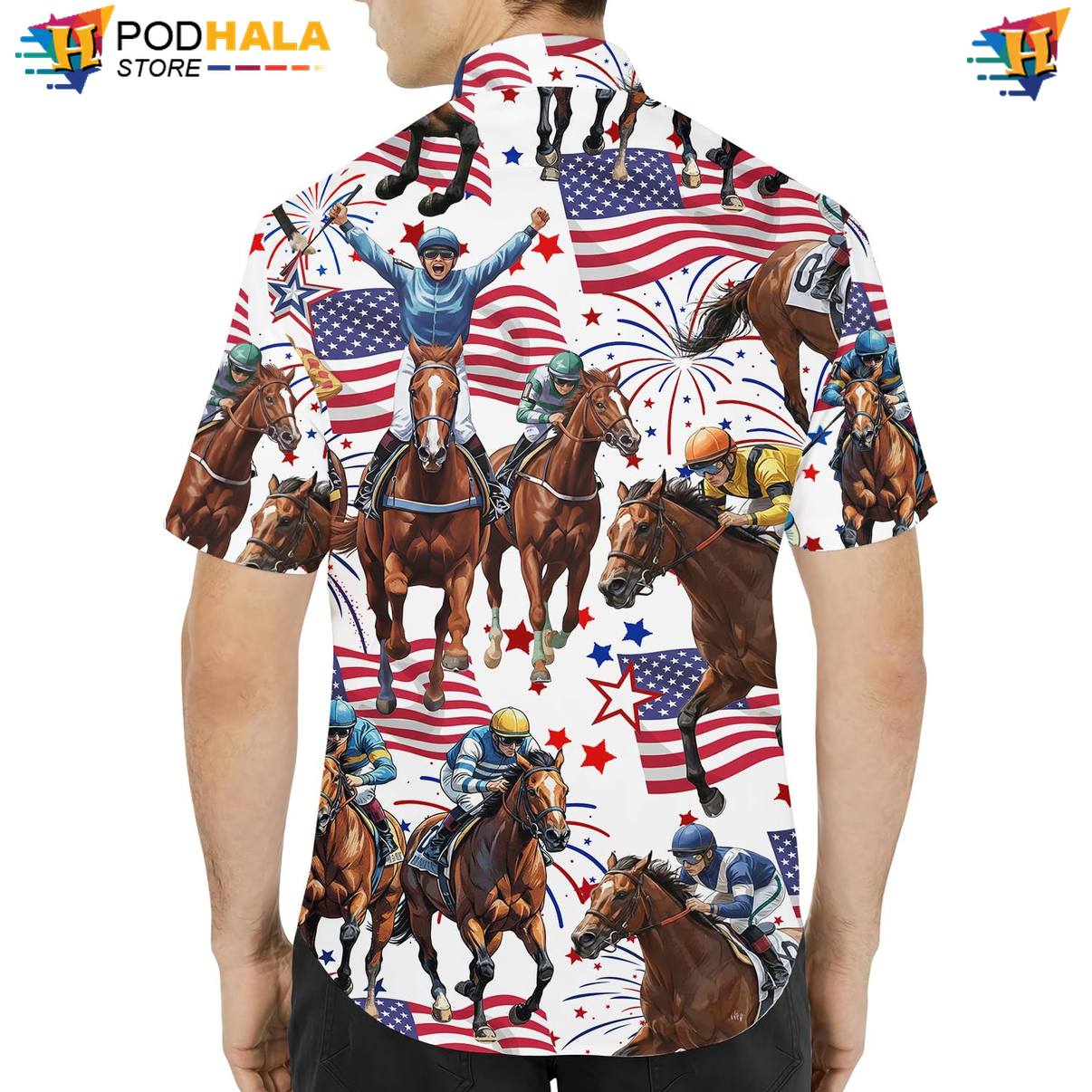 Multicolor Horse Tropical Shirt Mens Short Sleeve Casual Beachwear Top Multicolor Horse Tropical Shirt Mens Short Sleeve Casual Beachwear Top