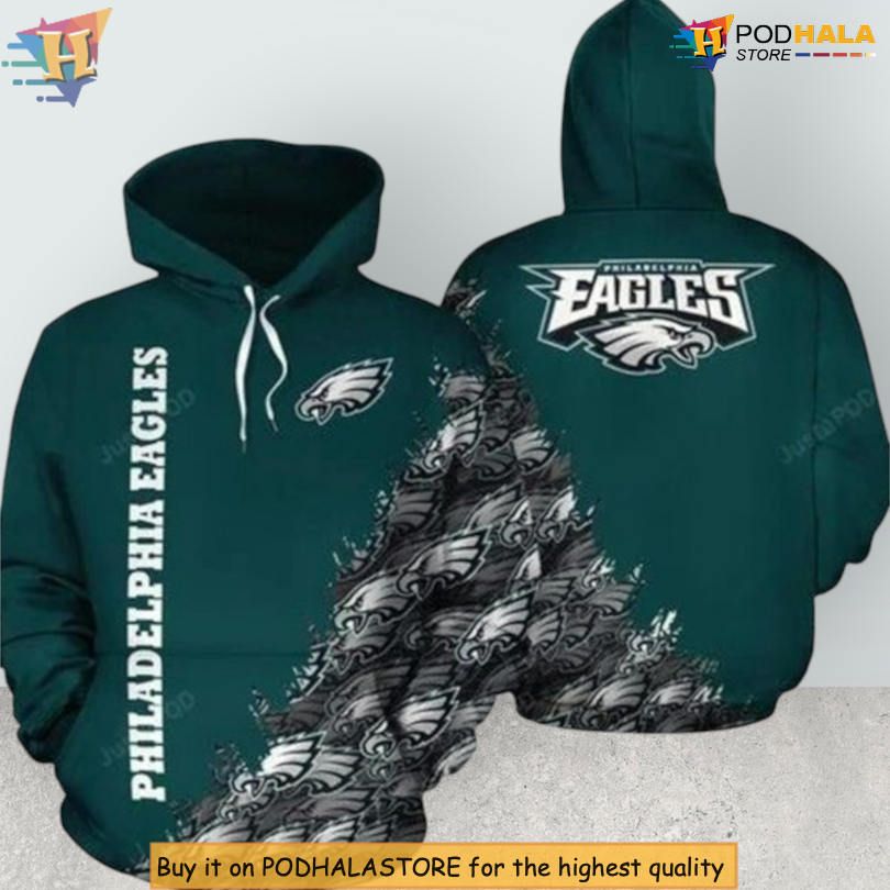 Multiple Logo Pattern Philadelphia Eagles Hoodie 3D NFL All Over Print