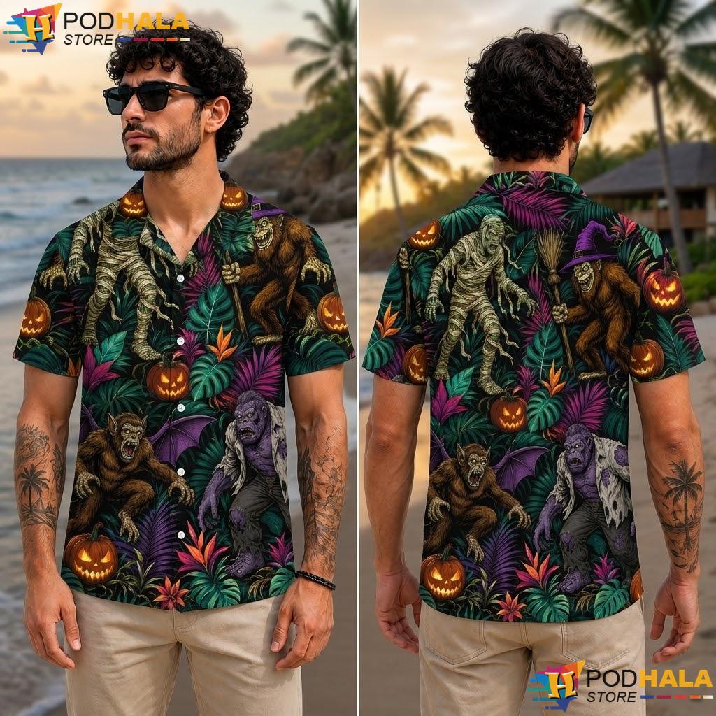 Mummy Bigfoot Cryptid Aloha Shirt Quirky Halloween Mens Apparel Mummy Bigfoot Cryptid Aloha Shirt Quirky Halloween Mens Apparel