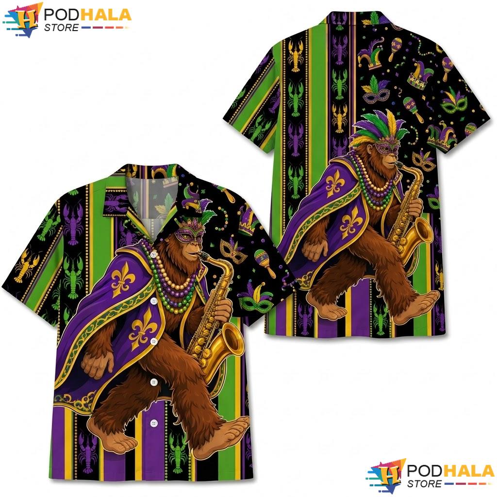 Musical Festival Bigfoot Hawaiian Shirt Playful Mens Graphic Apparel