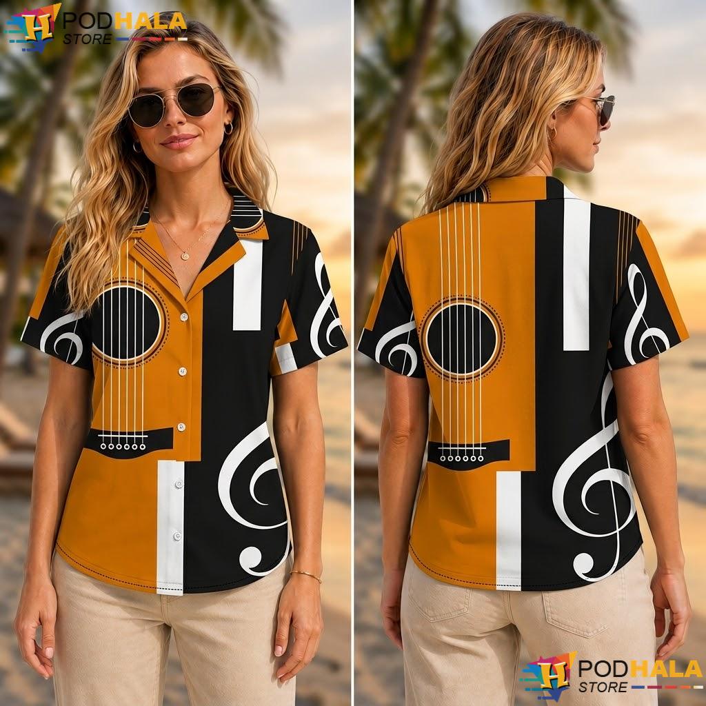 Musical Theme Aloha Shirt Vibrant Casual Button Down Music Lover Musical Theme Aloha Shirt Vibrant Casual Button Down Music Lover