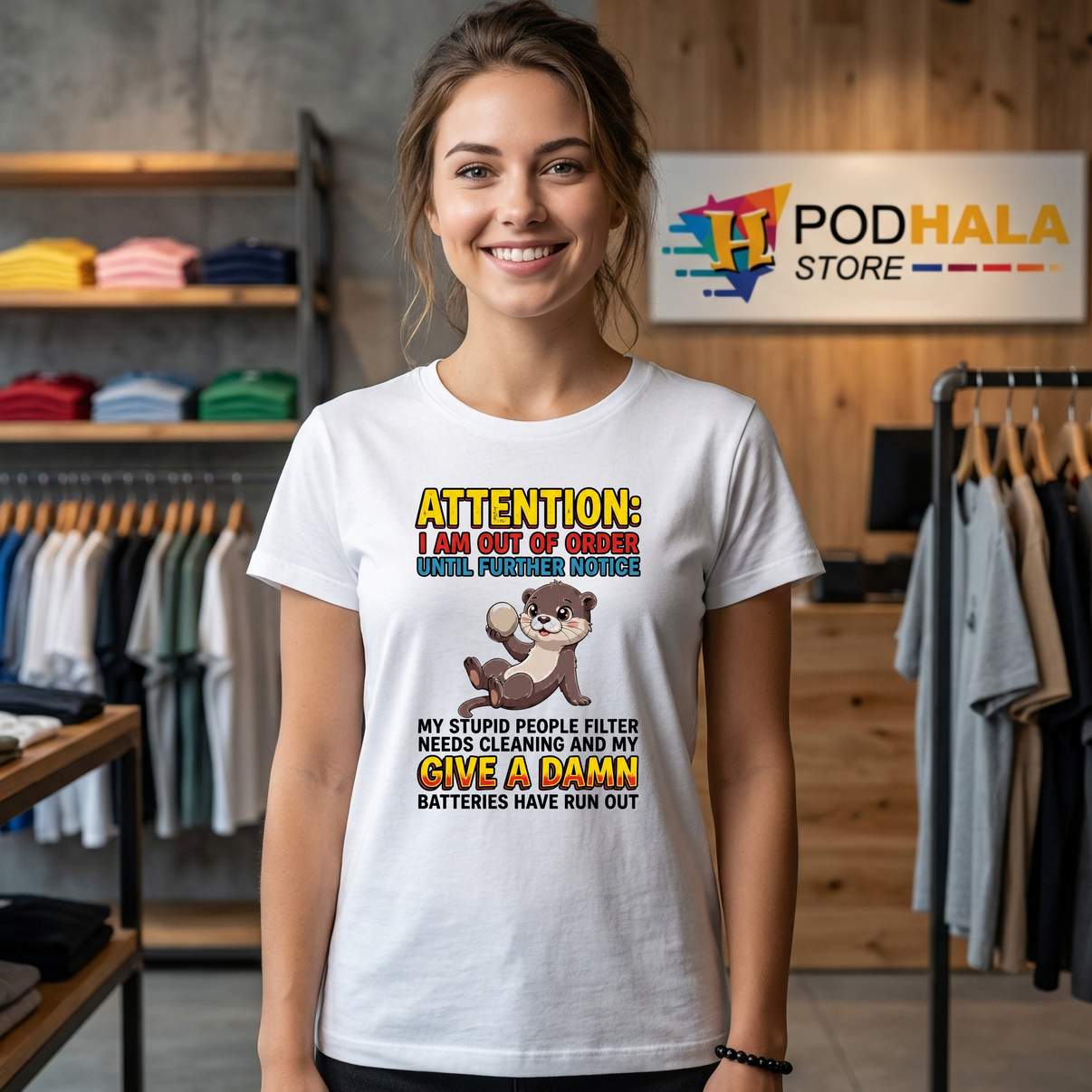My Stupid People Filter Shirt Otter Out Of Order Funny Meme Graphic For Men