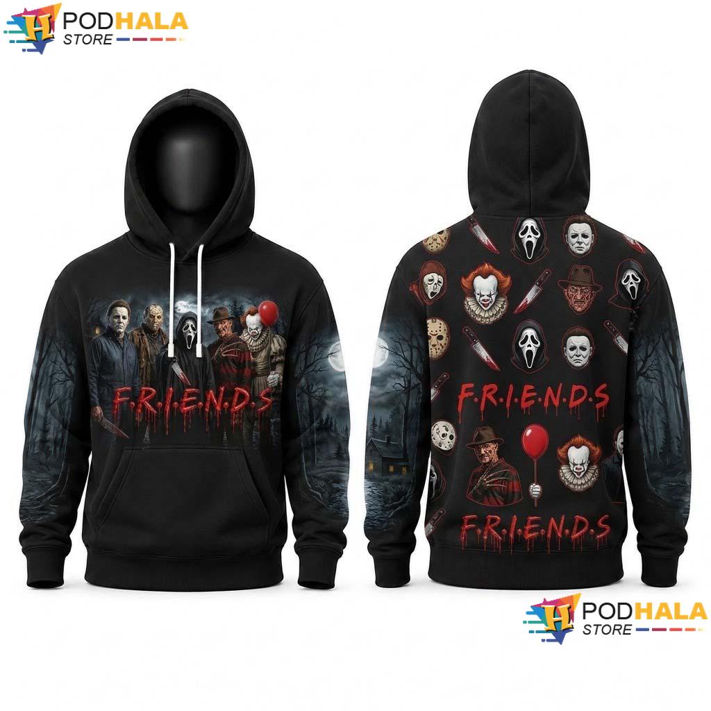 Myers Halloween 3D Printed Hoodie Pennywise Horror Movie Jason Friends