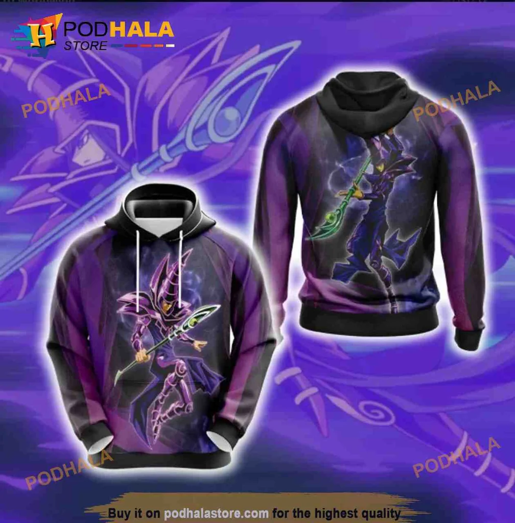 Mystical Dark Magician 3d Hoodie With Dynamic Magical Aura Design