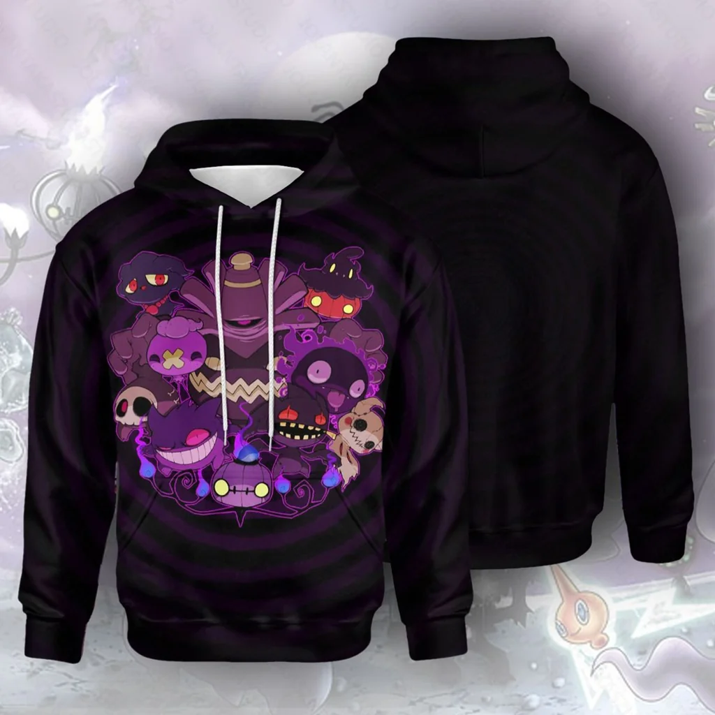 Mystical Ghostly Pokemon 3d Hoodie Featuring Vibrant Cartoonish Design