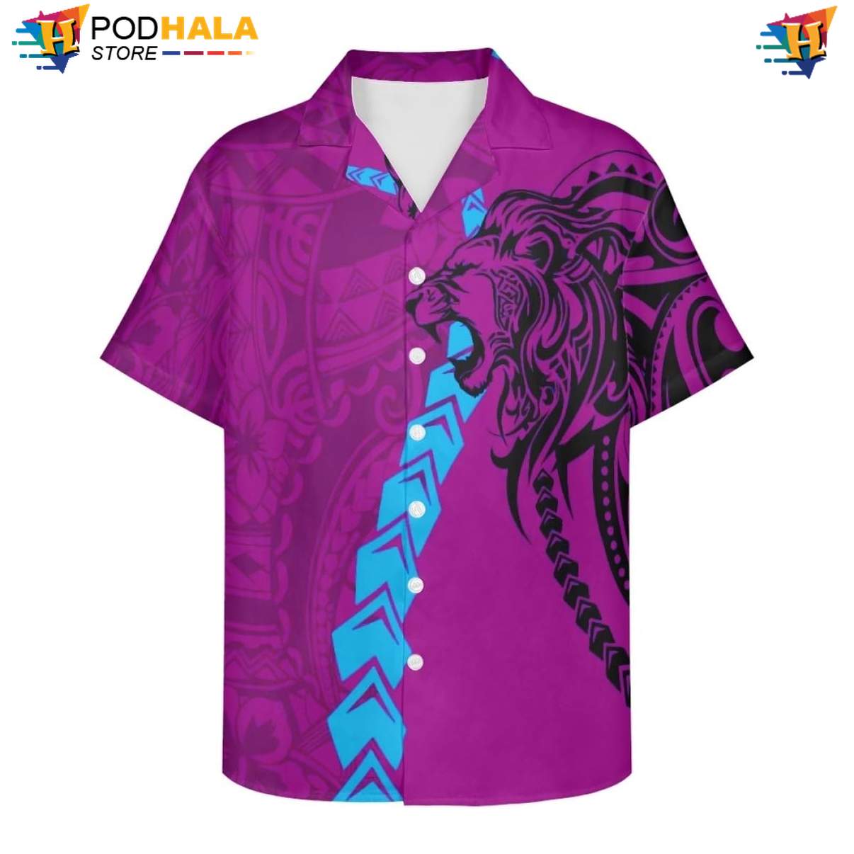 National Samoan Lion Aloha Shirt Mens Polynesian Traditional Island Vibe