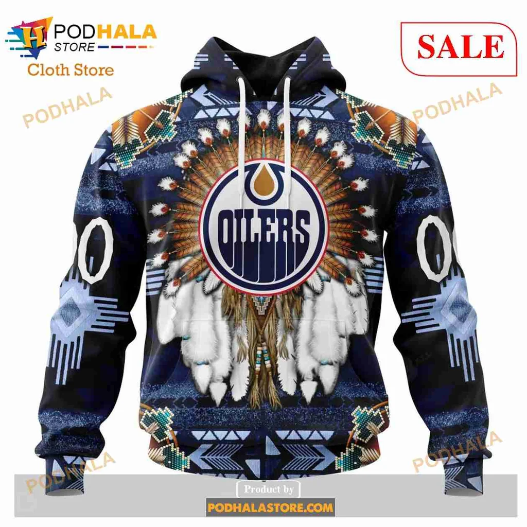 Native Inspired Edmonton Oilers 3d Hoodie With Intricate Cultural Design