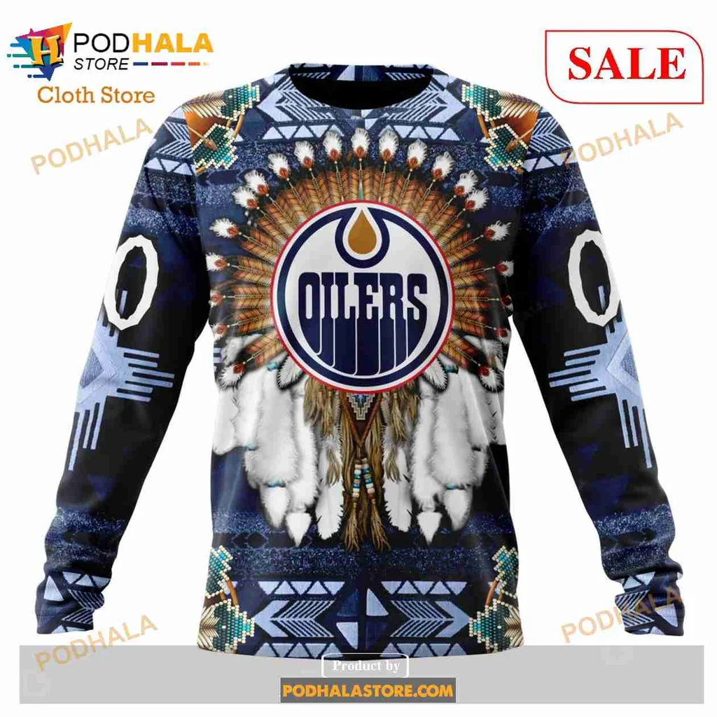 Native Inspired Edmonton Oilers 3D Print Hoodie With Intricate Cultural Design Native Inspired Edmonton Oilers 3D Print Hoodie With Intricate Cultural Design