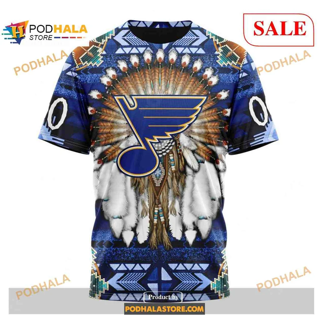 Native St Louis Blues AOP Hoodie Featuring Nhl Team Logo And Cultural Patterns Native St Louis Blues AOP Hoodie Featuring Nhl Team Logo And Cultural Patterns