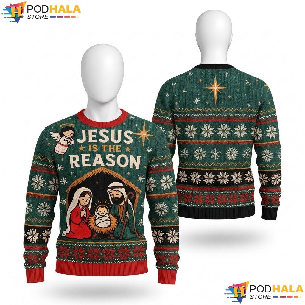 Nativity Scene Jesus Reason Sweater Classic Christmas Holiday Pullover