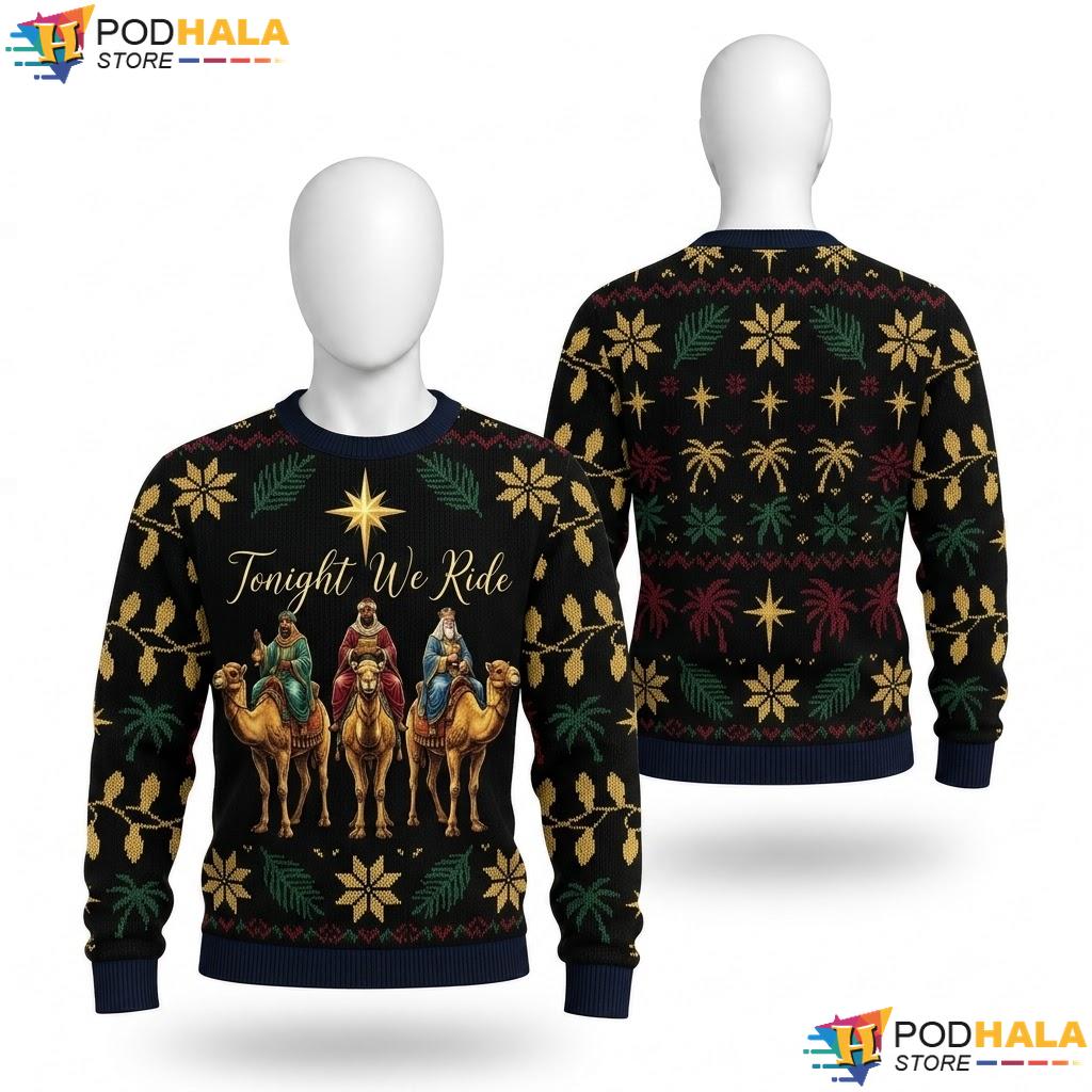 Nativity Three Wise Men Christmas Sweater Tonight We Ride Womens Top