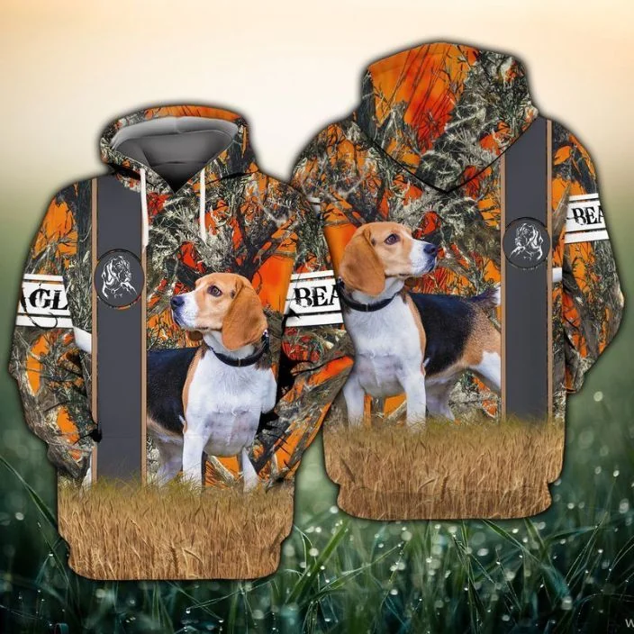 Nature Loving Beagle 3d Hoodie Featuring Realistic Hunting Design