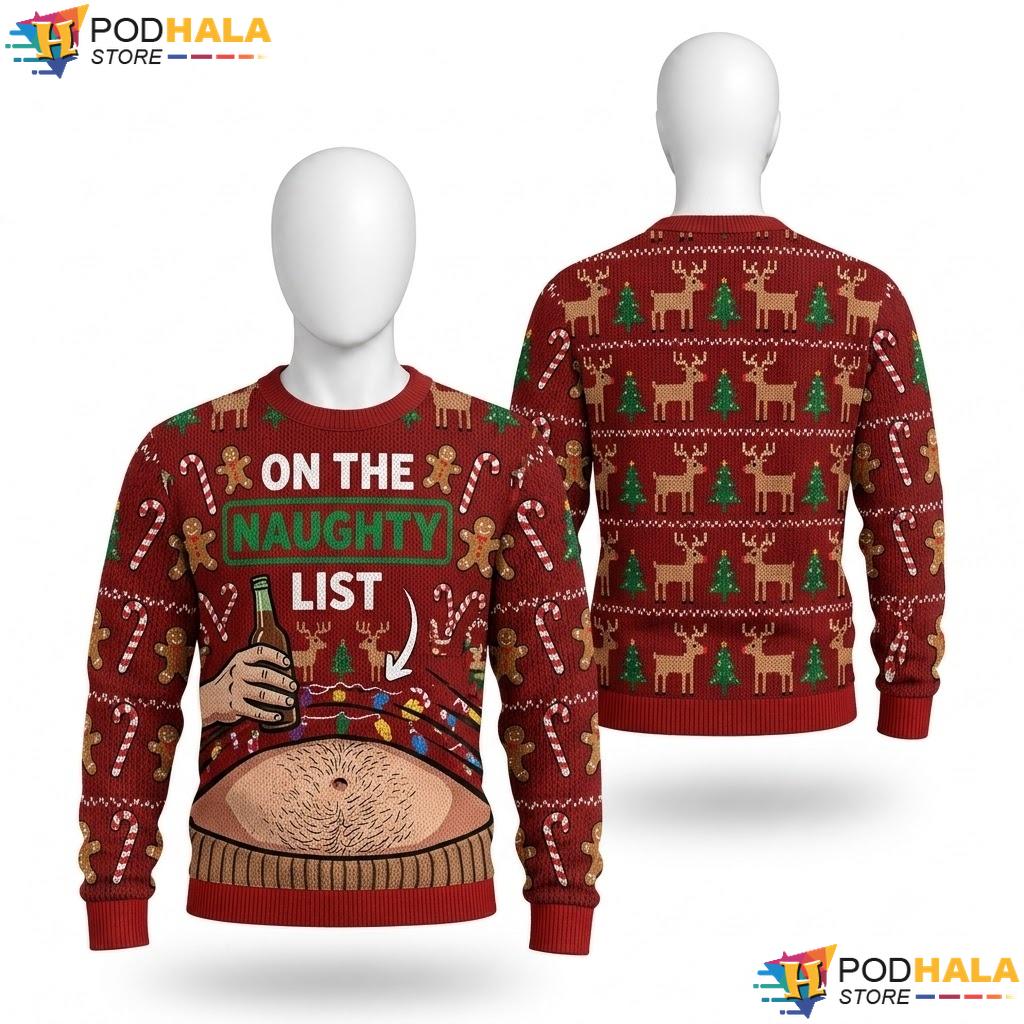 Naughty List Personalized Gift Ugly Christmas Sweater Hilarious Xmas Top