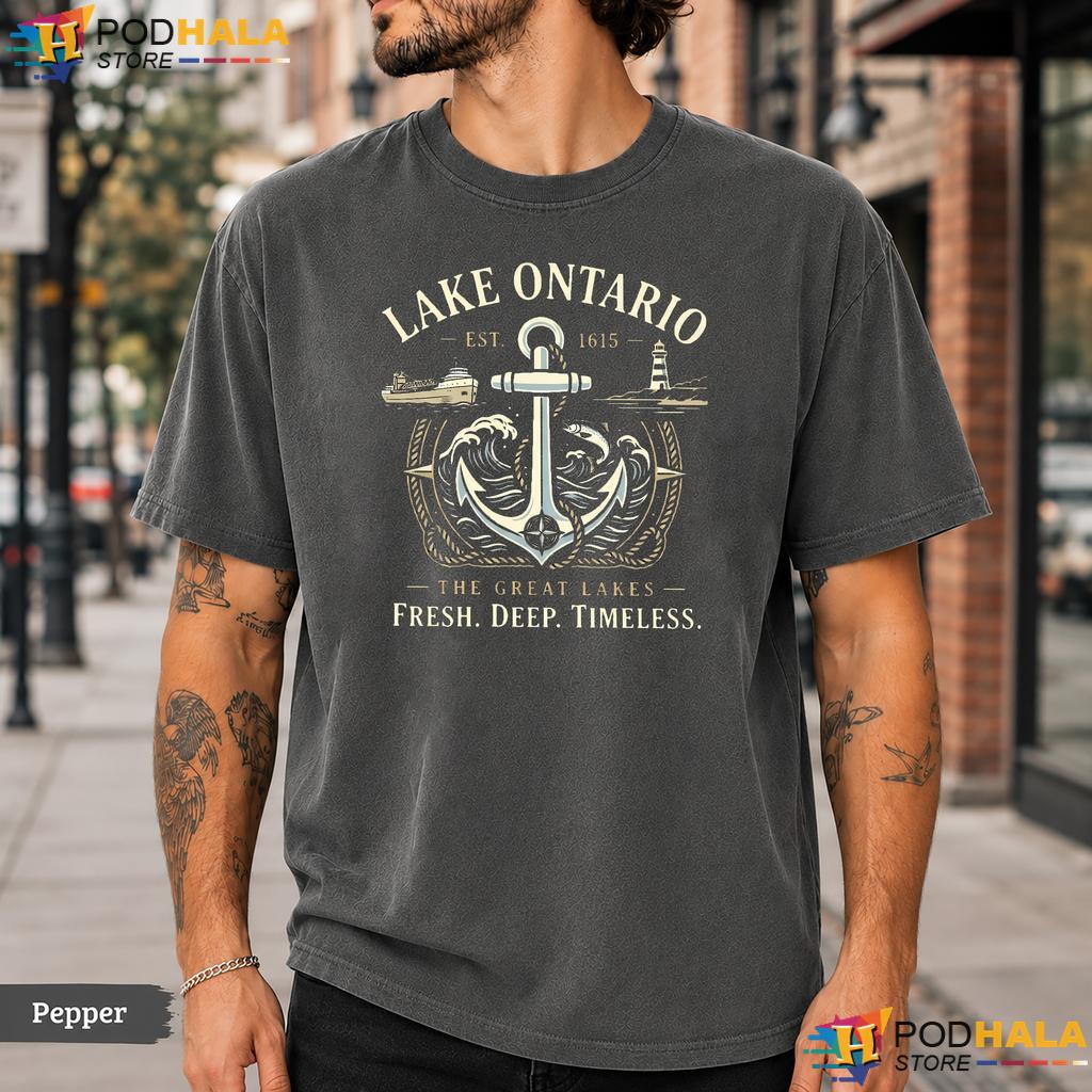 Nautical Adventure Lake Ontario Comfort Colors T-Shirt Est 1615 Deep