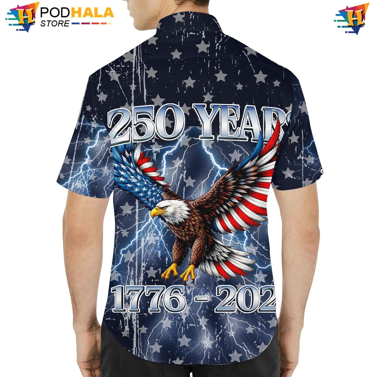 Navy Patriotic 250th Tropical Shirt Mens USA Flag Fourth Of July Beachwear Navy Patriotic 250th Tropical Shirt Mens USA Flag Fourth Of July Beachwear