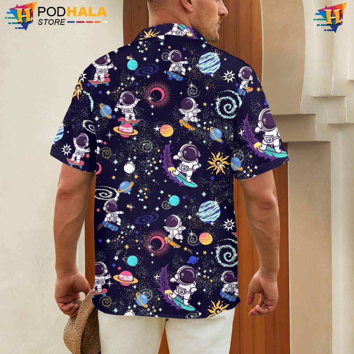 Navy Space Astronaut Tropical Shirt Mens Funny Summer Beach Resort Wear Navy Space Astronaut Tropical Shirt Mens Funny Summer Beach Resort Wear
