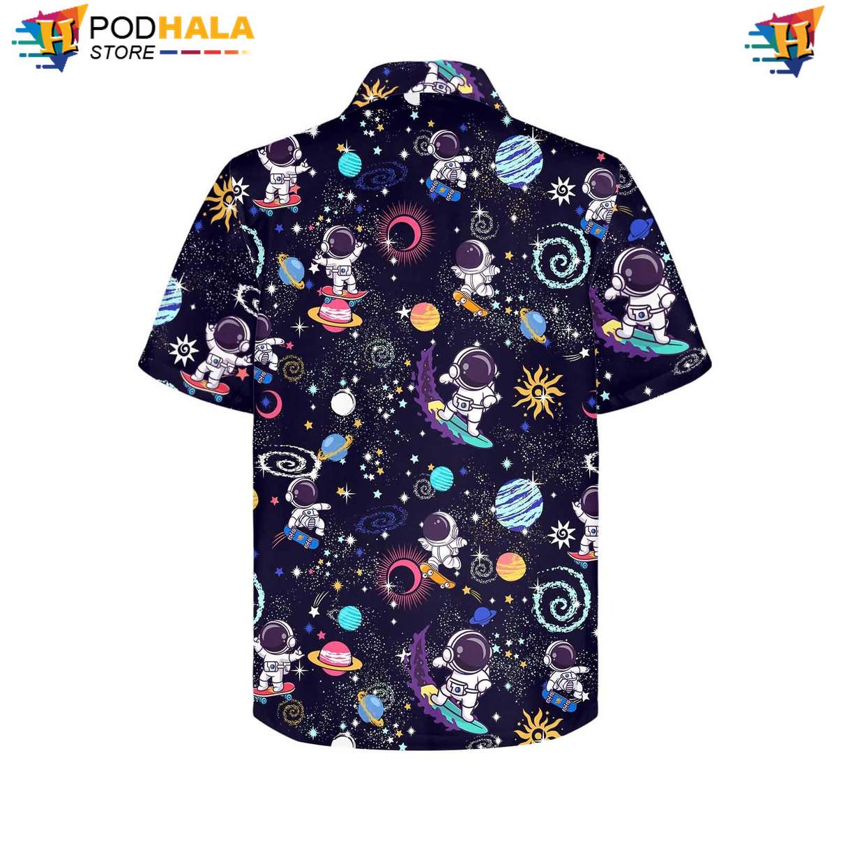 Navy Space Astronaut Short-sleeve button-up shirt Mens Funny Summer Beach Resort Wear Navy Space Astronaut Short-sleeve button-up shirt Mens Funny Summer Beach Resort Wear
