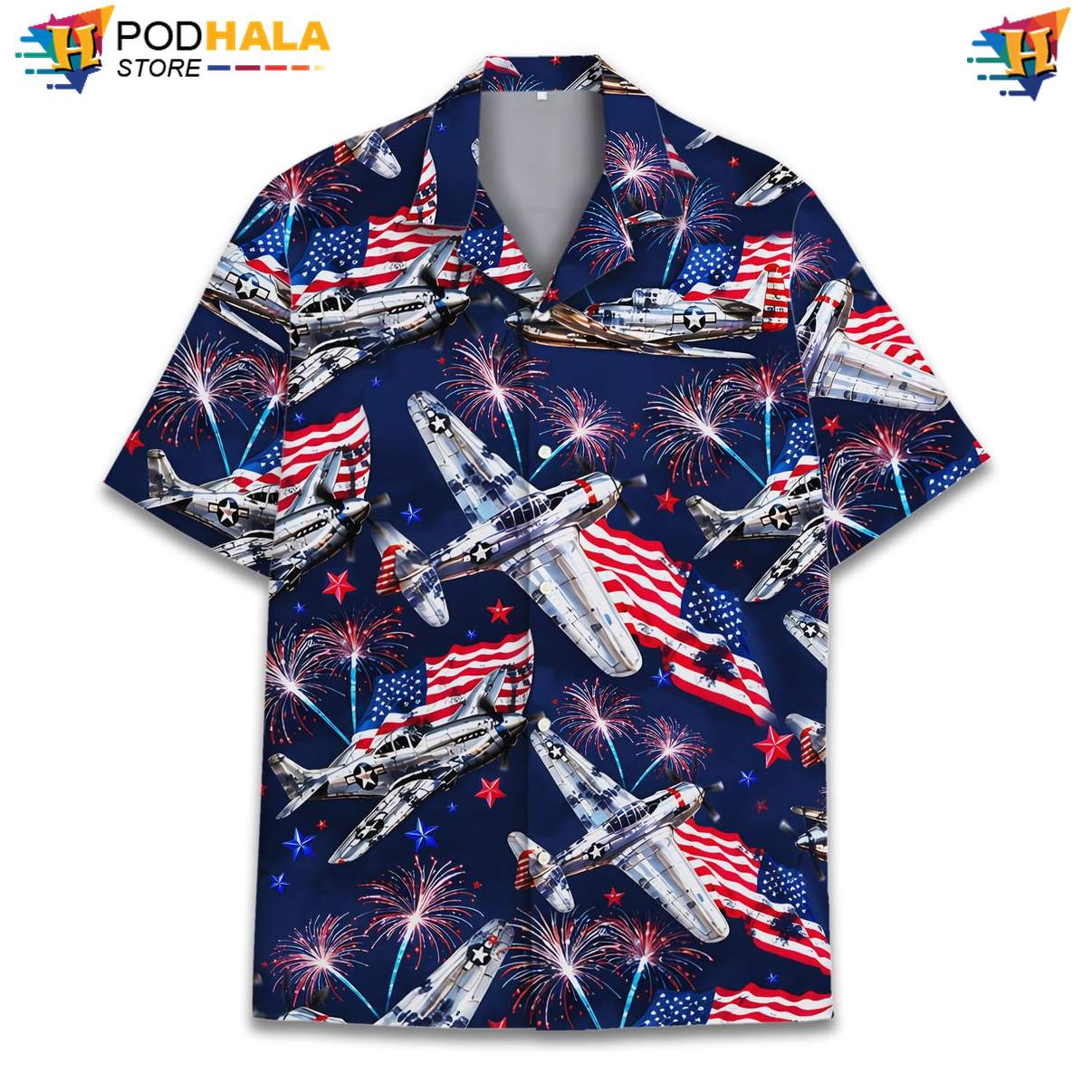 Navy USA Flag Airplane Tropical Shirt Mens Patriotic Fourth Of July Top Navy USA Flag Airplane Tropical Shirt Mens Patriotic Fourth Of July Top