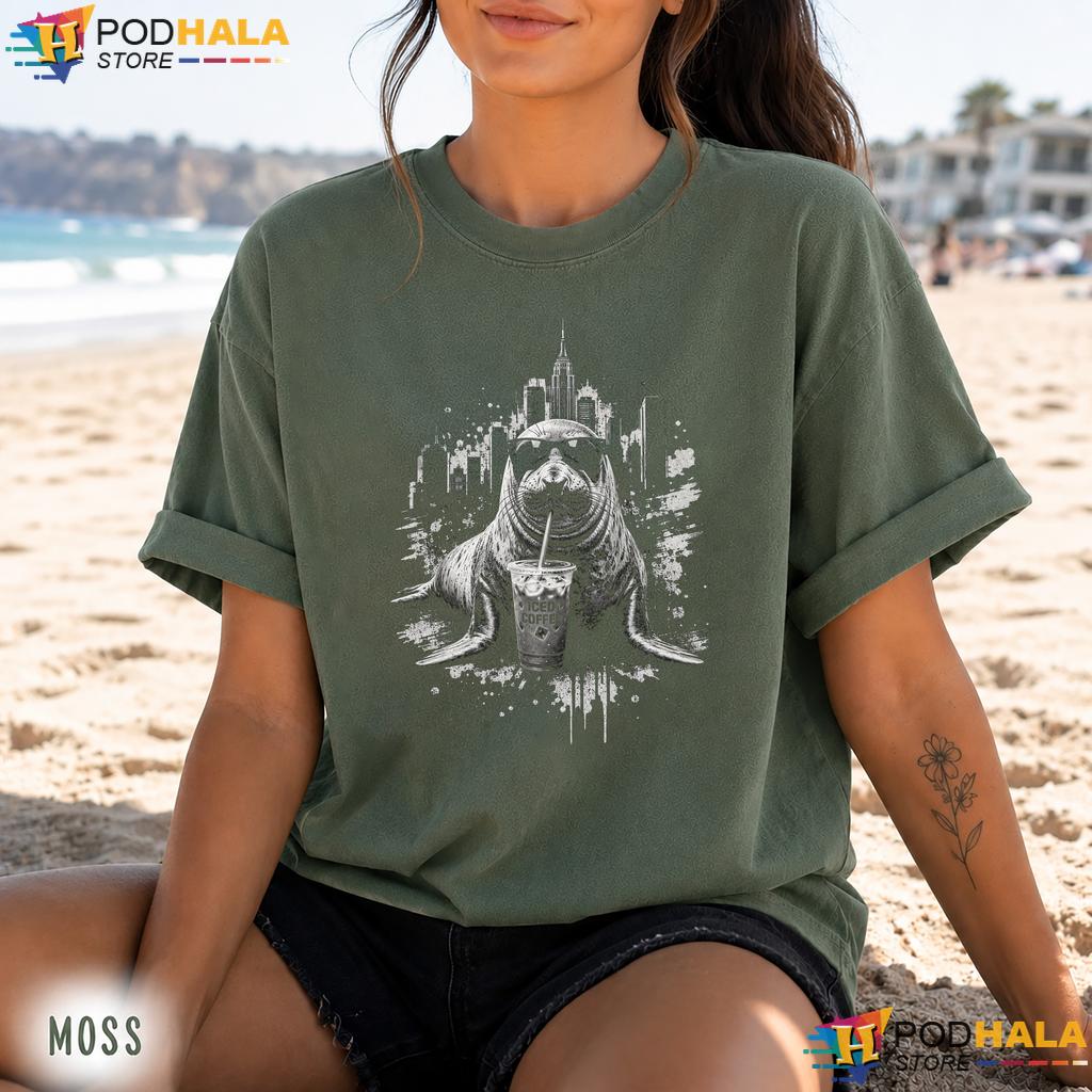 Neil The Seal Comfort Colors Tee Drinking Iced Coffee Animal Meme Top Neil The Seal Comfort Colors Tee Drinking Iced Coffee Animal Meme Top