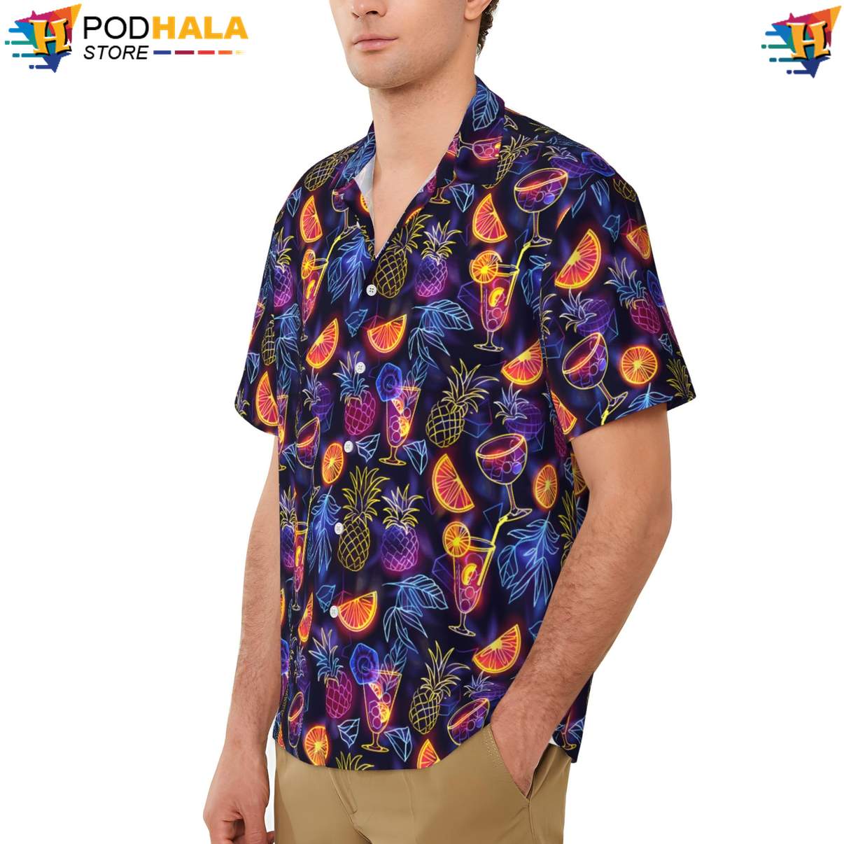 Neon Beer Aloha Shirt Funny Mens Short Sleeve Button Up Beachwear Neon Beer Aloha Shirt Funny Mens Short Sleeve Button Up Beachwear