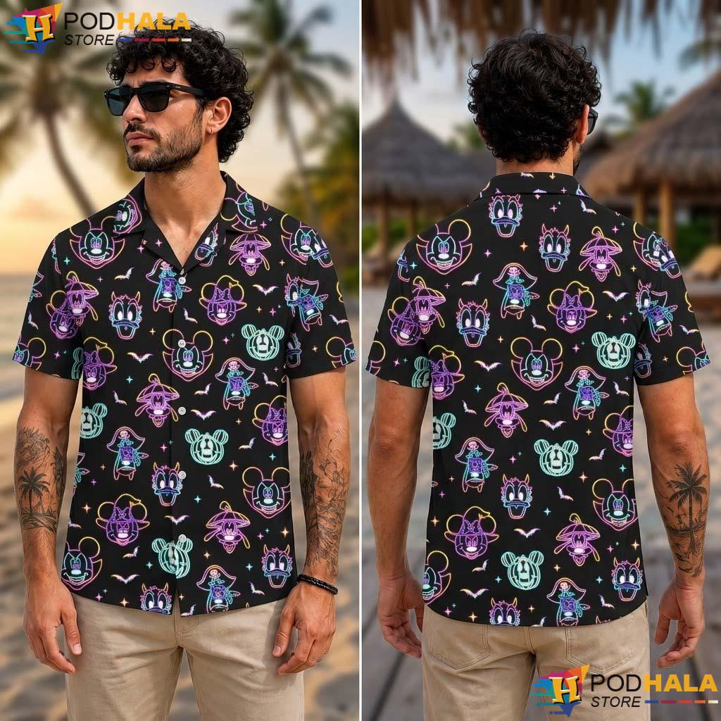 Neon Disney Halloween Aloha Shirt Mickey Minnie Spooky Cruise Aloha Neon Disney Halloween Aloha Shirt Mickey Minnie Spooky Cruise Aloha